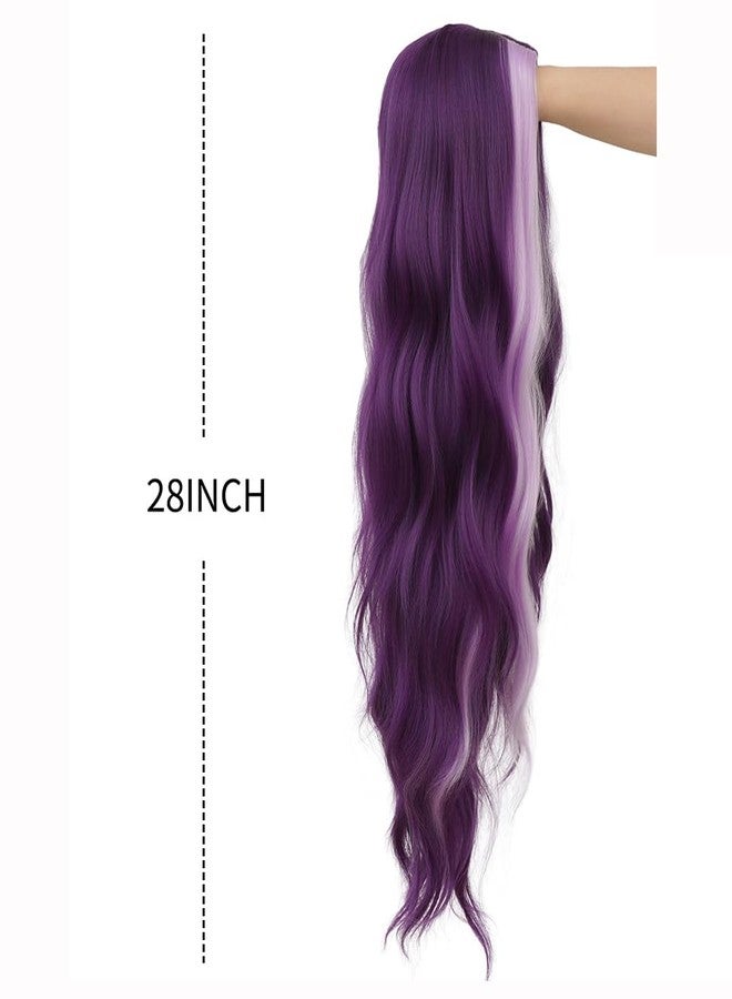 تسيسيس شعر مستعار من تسيسيس باللون البنفسجي الداكن للنساء، طويل ومجعد ومموج، طبيعي، فرق في المنتصف، شعر مميز، مناسب للحفلات والهالوين والكوسبلاي (مزيج من البنفسجي الفاتح) - Image 5